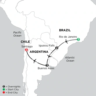 tourhub | Globus | Independent Brazil, Argentina & Chile | Tour Map
