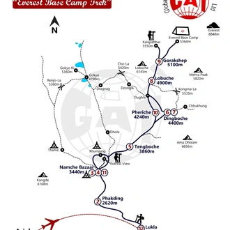 tourhub | Global Adventure Trekking | Gokyo Lake trek-11 days | Tour Map