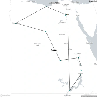 tourhub | Sun Pyramids Tours | Package 15 Days 14 Nights Egyptian Adventure Tour | Tour Map