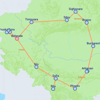 tourhub | On The Go Tours | Serbia, Romania & Bulgaria Discovered - 12 days | Tour Map