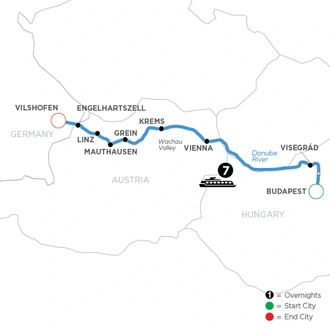 tourhub | Avalon Waterways | Active & Discovery on the Danube (Westbound) (Passion) | Tour Map