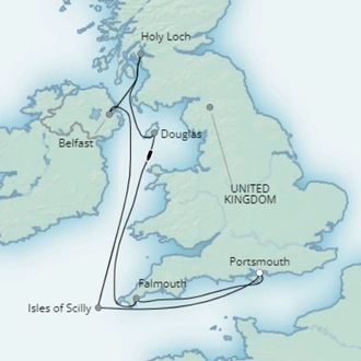 tourhub | Saga Ocean Cruise | Scilly Isles and Western Britain | Tour Map