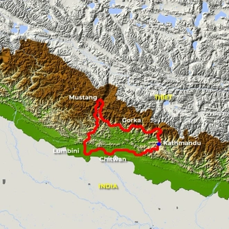 tourhub | Motor Trails | 14 Days in Nepal to Discover Nature of Himalaya on Motorcycle | Tour Map