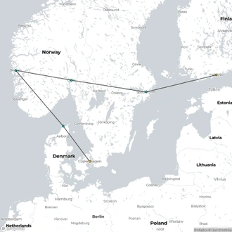 tourhub | Expat Explore Travel | Copenhagen To Helsinki Christmas & New Year | Tour Map