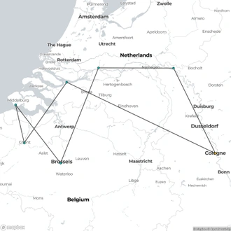 tourhub | A-ROSA River Cruises | Rhine Experience Netherlands & Belgium - Easter Cruise | Tour Map