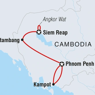 tourhub | Intrepid Travel | Cambodia Real Food Adventure  | Tour Map