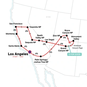 tourhub | G Adventures | Ultimate American West Discovery | Tour Map