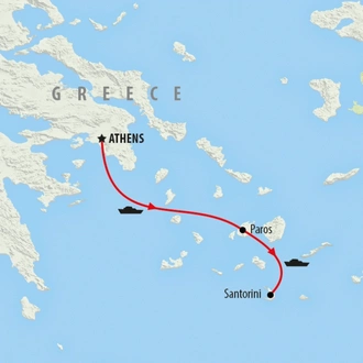 tourhub | On The Go Tours | Athens to Paros & Santorini - 8 Days | Tour Map