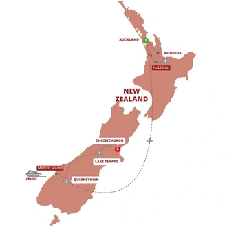 tourhub | Trafalgar | Contrasts of New Zealand | Tour Map