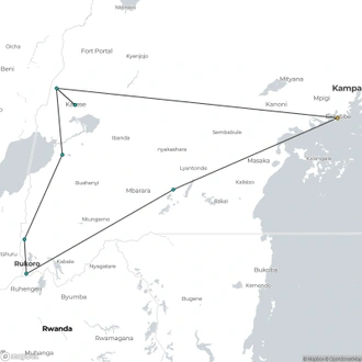 tourhub | YellowWood Adventures | Gorillas & Hiking Uganda's Rwenzori Mountains | Tour Map