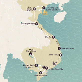 tourhub | Topdeck | Delve Deep: Vietnam & Cambodia 2025-26 | Tour Map