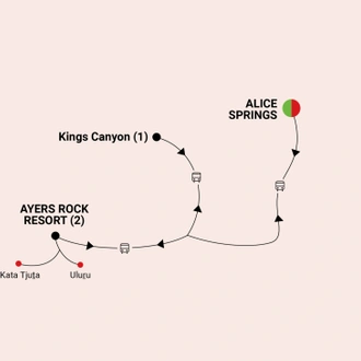 tourhub | AAT Kings | Kings Canyon, Uluru and Kata Tjuta | Tour Map