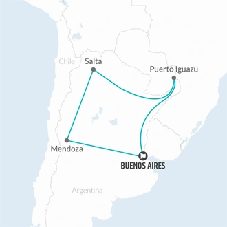 tourhub | Bamba Travel | North Argentina Adventure 17D/16N | Tour Map