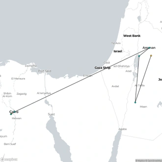 tourhub | Sun Pyramids Tours | Package 7 Days to Egypt and Jordan and Petra Private Tours | Tour Map