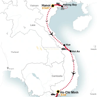 tourhub | Vietnam Amazing Tours | Luxury Vietnam Holiday 12 Days | Tour Map