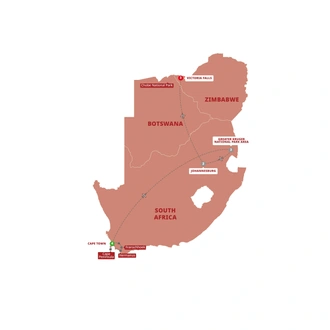 tourhub | Trafalgar | Essence of South Africa with Victoria Falls | Tour Map