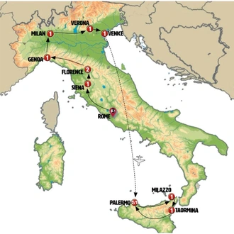 tourhub | Europamundo | Tutta Italia and Sicily with Aeolian Islands | Tour Map