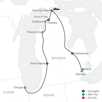 tourhub | Globus | Mackinac Island & the Great Lakes | Tour Map