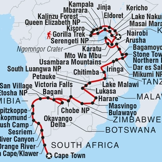 tourhub | Intrepid Travel | Africa Encompassed Northbound | Tour Map