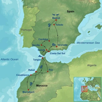 tourhub | Indus Travels | Marvels Of Spain And Morocco | Tour Map