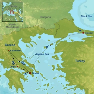 tourhub | Indus Travels | Essential Greece and Istanbul | Tour Map