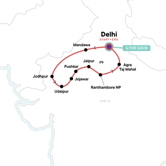 tourhub | G Adventures | Rajasthan Adventure | Tour Map