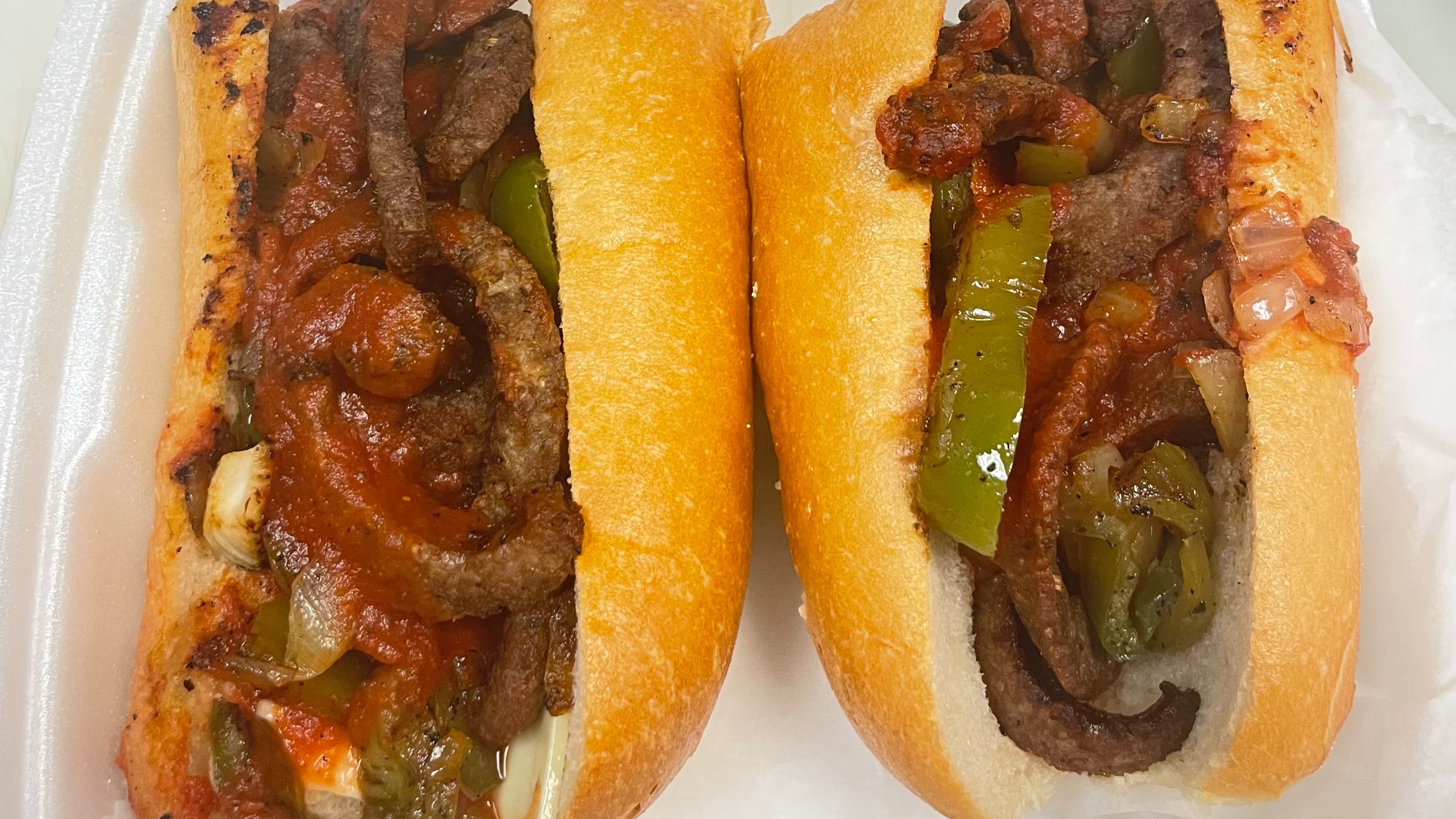 Sausage, Green Peppers & Onions sandwiches