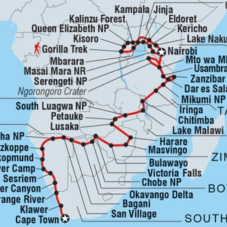 tourhub | Intrepid Travel | Africa Encompassed Southbound | Tour Map