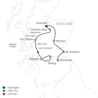 tourhub | Globus | Scottish Escape | Tour Map