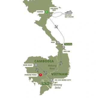 tourhub | Trafalgar | Vietnam and Cambodia Uncovered | Tour Map