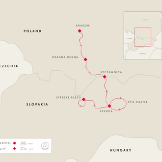 tourhub | SpiceRoads Cycling | Cycling Krakow to High Tatras  | Tour Map