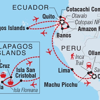 tourhub | Intrepid Travel | Ecuador, Galapagos & Peru Explorer  | Tour Map