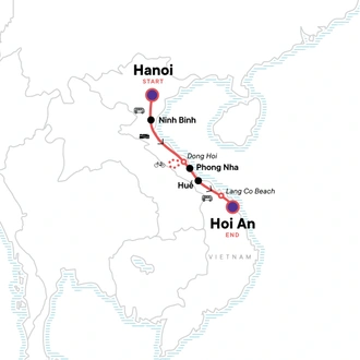 tourhub | G Adventures | North & Central Vietnam: Hanoi, Hoi An & Countryside Adventures | Tour Map
