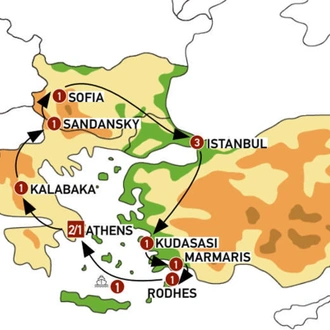 tourhub | Europamundo | The Heart of Thrace | Tour Map