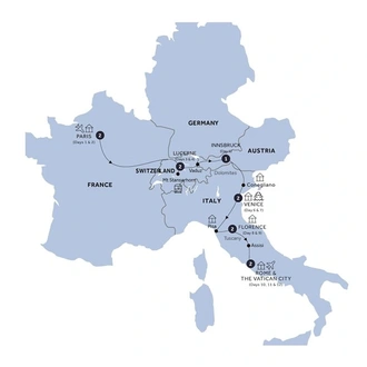 tourhub | Insight Vacations | Road to Rome - Start Paris, Classic Group | Tour Map