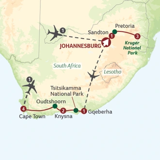 tourhub | Titan Travel | Sensational South Africa | Tour Map