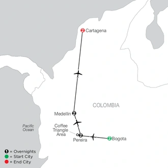 tourhub | Globus | Jewels of Colombia | Tour Map
