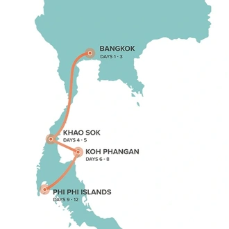 tourhub | Intro Travel | ThaIntro + Thai Intro 12 Day | Tour Map