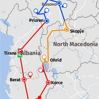 tourhub | Good Albania | Albania, North Macedonia & Kosovo: Capitals and UNESCO - 7 Days | Tour Map
