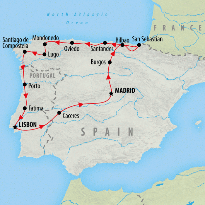 tourhub | On The Go Tours | Gastronomic Spain & Portugal - 16 days | Tour Map