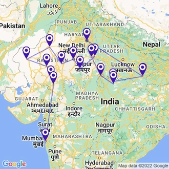 tourhub | UncleSam Holidays | Northern India Tour with Varanasi | Tour Map