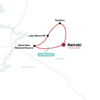 tourhub | G Adventures | Kenya Camping Safari | Tour Map