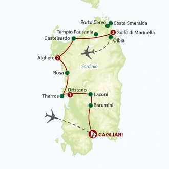 tourhub | Saga Holidays | Hidden Treasures of Sardinia | Tour Map