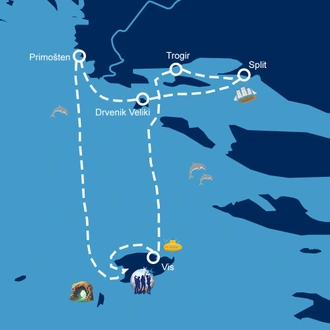 tourhub | Rhythm Travel Experience | Sailing Croatia Split - Blue Lagoon and Trogir 2024 | Tour Map