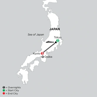 tourhub | Globus | Independent Tokyo & Kyoto City Stays | Tour Map