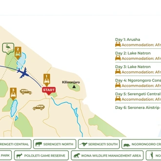 tourhub | Beach and Safari Holidays | Safari Through the Serengeti and More! | Tour Map