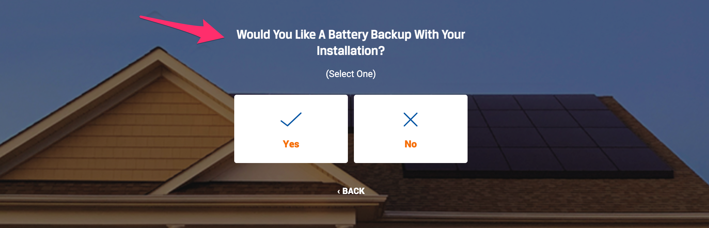 solar lead form template that asks the prospect if they need battery backup