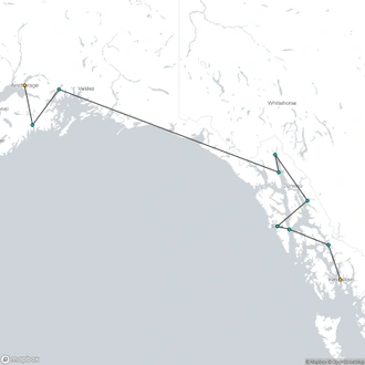 tourhub | HX Hurtigruten Expeditions | Alaska and British Columbia – Wilderness, Glaciers and Culture | Southbound (Flight Included) | Tour Map