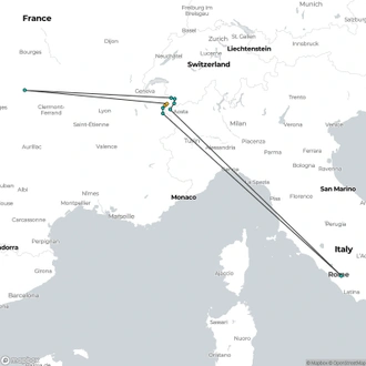 tourhub | The Natural Adventure | Tour du Mont Blanc Circuit | Tour Map