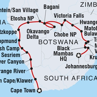 tourhub | Intrepid Travel | Southern Africa Adventure | Tour Map